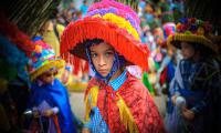 Children take part in the procession in the streets of Diriamba.