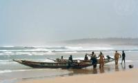 Fishermen ready their boat on the beach in Kayar, Senegal. The ocean is key to our economy with an estimated 40 million people being employed by ocean-based industries by 2030.UN Photo/Evan Schneider